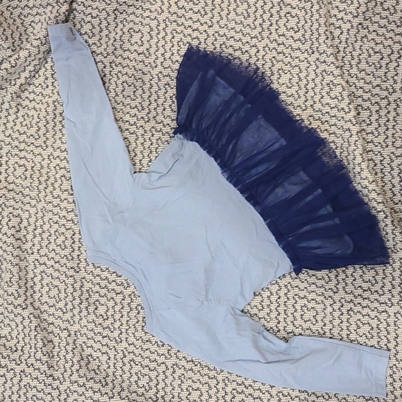 Tea Collection Blue Long Sleeve Top with Tulle Detail Size 18-24M - Picture 5 of 5